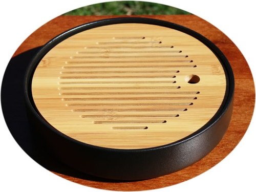 Gongfu tea tray ceramic black round